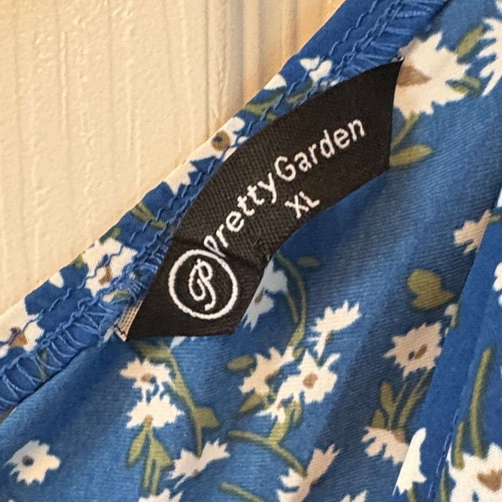 PrettyGarden Blue Floral One-Shoulder Ruffle Dress | XL - Picture 3 of 4